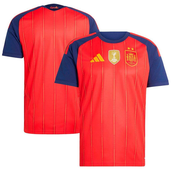 Men's Spain Team Red 2026 World Cup 2-Star Champions Home Soccer Jersey